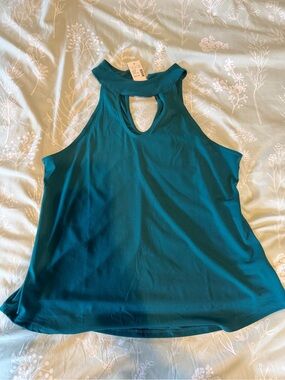 Maurices Teal Keyhole High-Neck Tank Top